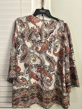 Cato Est. 1946 Paisley Tunic White & Red Size XL